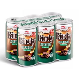 Birdy Espresso Less Sugar 180 ml. x 6 เบอร์ดี้ เอสเปรสโซ สูตรน้ำตาลน้อย 180 มล.แพ็ค 6 อาหาร เครื่องดื่ม กาแฟพร้อมดื่ม