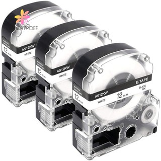 ♥SALE♥3Pcs 12mm Maker Black on White Label Tape