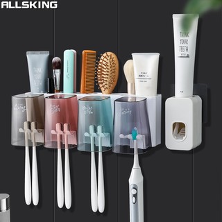 Allsking ที่แขวนแปรงฟันติดผนัง ที่เก็บแปรงสีฟัน