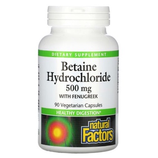 Natural Factors, Betaine Hydrochloride with Fenugreek, 500 mg [ 90 Vegetarian Capsules ] Now Foods, Betaine HCL