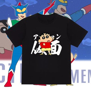 เสื้อยืด Crayon Shin-Chan อุปกรณ์ต่อพ่วงฤดูร้อนใหม่ขนาดใหญ่ Casual Dynamic Superman แขนสั้นเสื้อยืดผ้าฝ้ายหลวมนักเรียน T