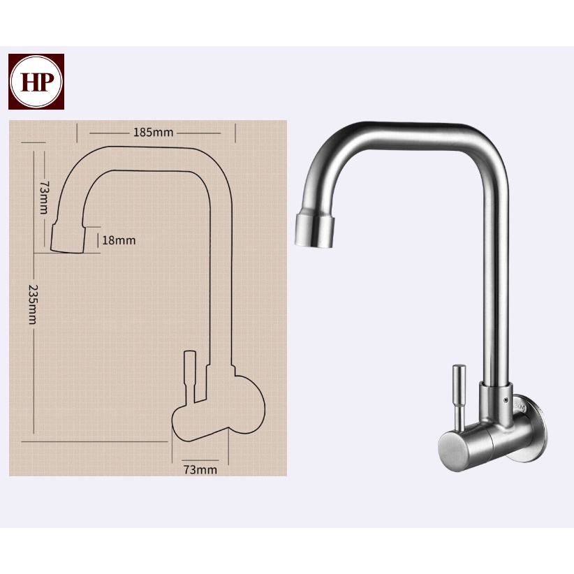 🔥ลด 50% ใส่โค้ด INC8LZ3🔥  ก๊อกน้ำ สแตนเลสแท้!! ล้างจานง่าย หมุนได้ 360 องศา ไม่เป็นสนิม ฟรี!! เทปพันเกลียวHP-021 - รูปที่ 7