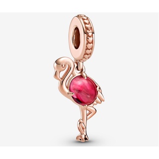 [พร้อมส่ง สินค้าแท้ 💯] Pandora Pink Murano Glass Flamingo Dangle Charm