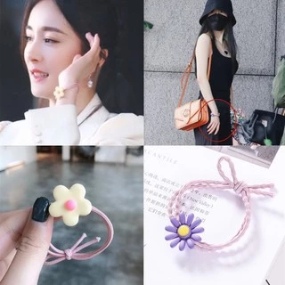 (A-006) *ขั้นต่ำ 5 เส้น*ทุกสี1บาท* ยางรัดผมลายดอกไม้ดอกเดซี่ สไตล์เกาหลี