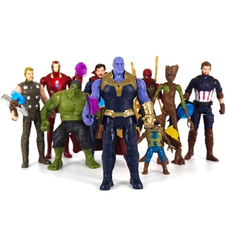 &lt;Available&gt; โมเดลตุ๊กตาฟิกเกอร์ Marvel Hulk Thanos Spider Man Thor Black Panther Avengers มีไฟ LED ของเล่นสําหรับเด็ก เก็บสะสม วันเกิด