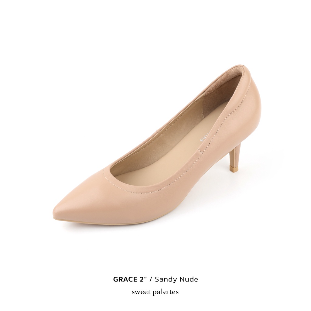 Sweet Palettes รองเท้าหนังแกะ Grace 2 inch Sandy Nude