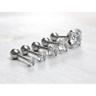 ⚡จิวหูสแตนเลสแท้ 316L ประดับเพชร CZ จิวหูเพชร⚡SS.CZ⚡ Stud Earring Real Stainless Steel Jewelry for Men Women - 1 Piece