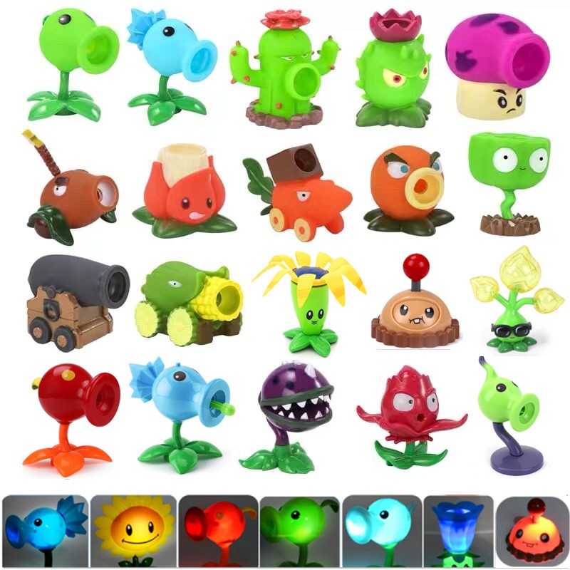 พืชเทียบกับ ของเล่นซอมบี้ Single Pea Barricade Iron Bucket Zombies สามารถเปิดตัวจํานวนมากยางนุ่มหุ่นยางแข็ง
