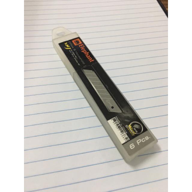 ใบมีดคัตเตอร์ 18 มม. (หลอด 6 ใบ) ตราช้าง 1845  จำนวน 1 หลอด   elephant cutter blades 6 pcs