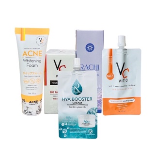 VC วิตซี น้องฉัตร RATCHA Vit C Serum/ กันแดดราชิ RACHI / ครีมวิตซี Vit C (แบบซอง)​/ รัชชาวิตซี แอคเน่ โฟม Acne Foam