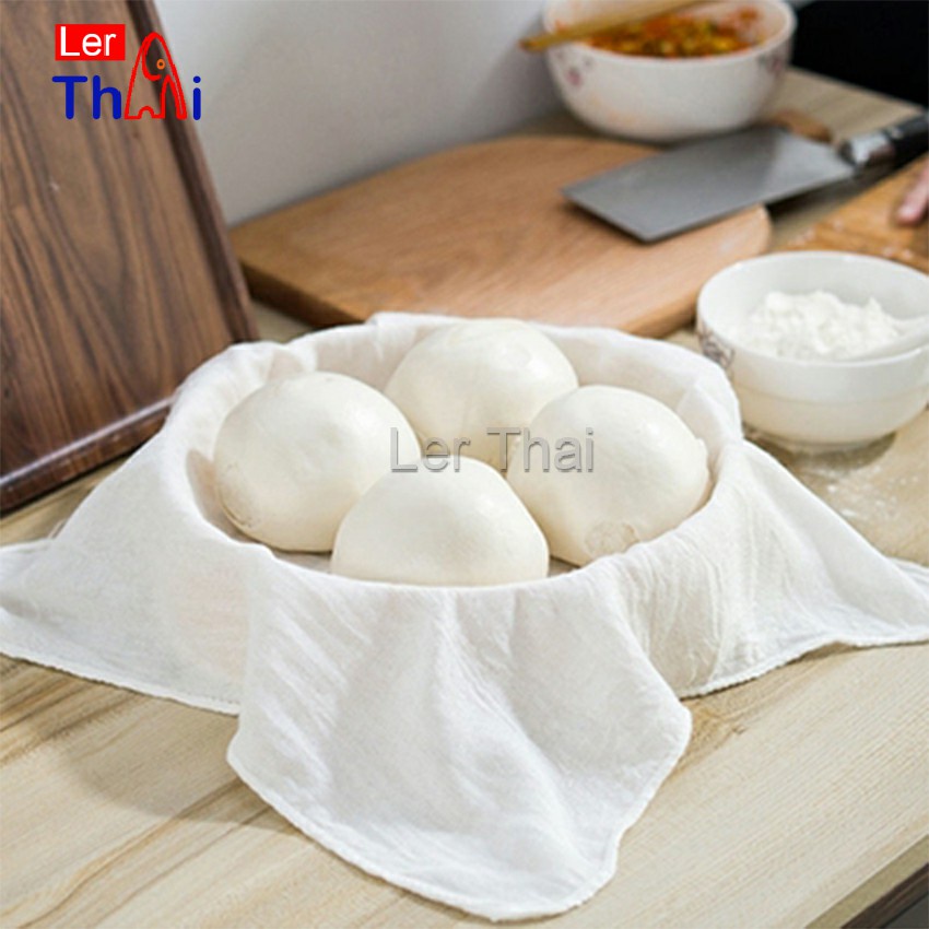 LerThai ผ้าขาวบาง(เล็ก) สำหรับนึ่งอาหาร สามารถซักแล้วนำกลับมาใช้ใหม่ได้ Steamer mat ราคา ถูกที่สุด ดีลบีเคเค แกลเลอรีภาพที่ 5