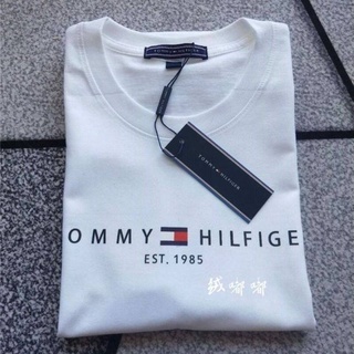 เสื้อยืดแขนสั้น ผ้าฝ้าย พิมพ์ลายตัวอักษร Tommy Tag + Label