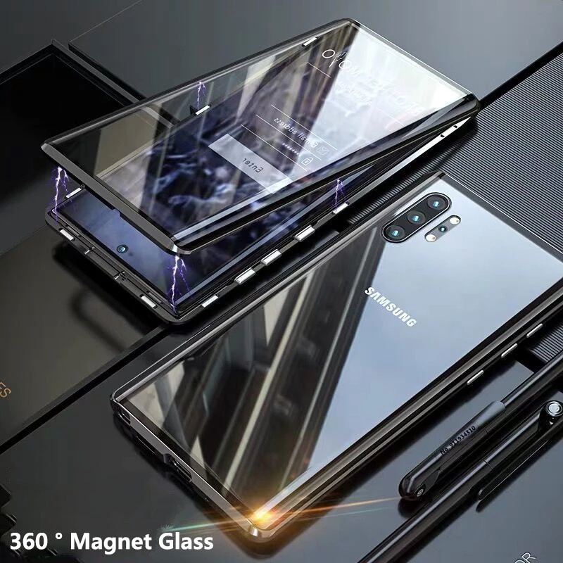 เคสป้องกันโทรศัพท์มือถือกระจก แบบแม่เหล็ก สองด้าน 360 องศา สําหรับ Samsung Galaxy S22 Plus S20 Ultra S21 FE S20+ S21+ S22+