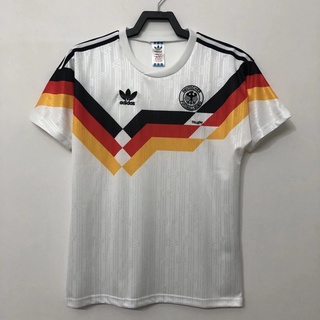 เสื้อกีฬาแขนสั้น ลายทีมชาติฟุตบอลเยอรมัน 90 German Start Retro Jersey คุณภาพสูง ไซซ์ S-XXL AAA