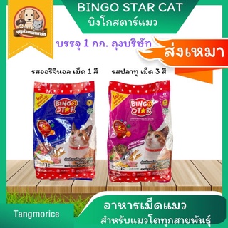 [ส่งเหมา] อาหารเม็ดแมว บิงโกสตาร์ Bingo star  (รสปลาทู ,รสออริจินอล)  ขนาด 1 กก.ถุงบริษัท อาหารสำหรับแมว