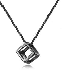 Creative 3D Design Superman Necklace Retro Minimalist Rubiks Cube Hollow Pendant Necklace