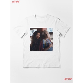 printเสื้อยืดแฟชั่นพิมพ์ลาย2022 Rue And Jules From Euphoria Essential T-Shirt ผู้หญิง ดพิมพ์ลาย ดผ้าเด้ง คอกลม cotton คว