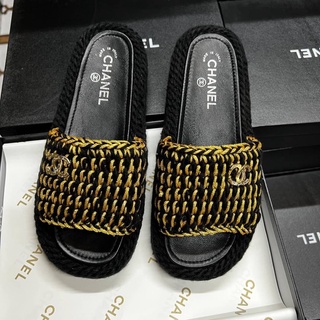 รองเท้าแตะ CHANEL  SHOES FLAT LAMB SKIN งานสุดไส้สบายมาก 💛