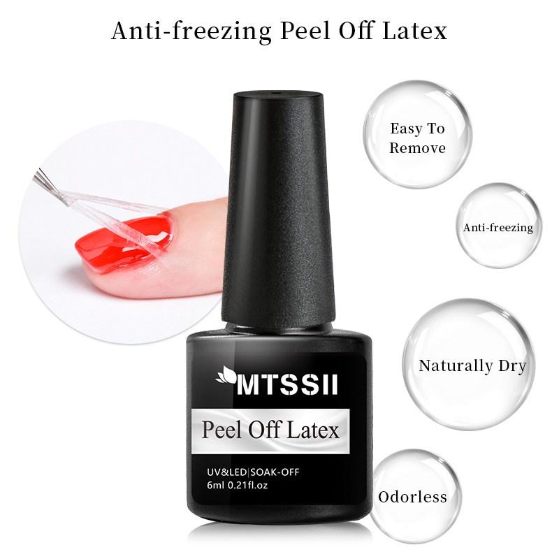 MTSSII Anti-freezing Peel Off Latex Liquid เทปปกป้องเล็บเคลือบเงา Latex Fast แห้งเล็บเครื่องมือ