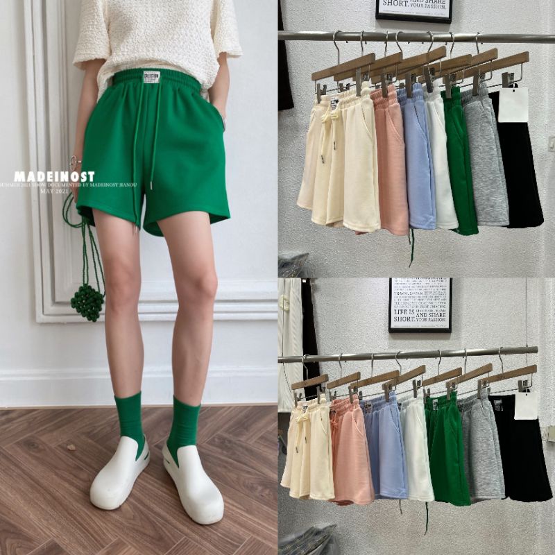 lady_jeans #912 (โค้ด LADYJMAY ลด 15%)กางเกงขาสั้นเอวสูง ขอบเอวสูง ผูกเชือก มีกระเป๋า ผู้หญิง พร้อมส่ง