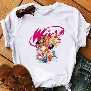 เสื้อยืด พิมพ์ลายกราฟฟิค Winx Club สไตล์เกาหลี แฟชั่นฤดูร้อน สําหรับผู้หญิง