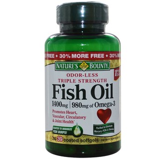 Natures Bounty, Odor-Less Fish Oil, Triple Strength 39 Coated Softgels