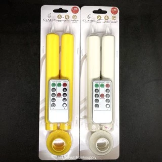 เทียนไฟฟ้า LED (คู่) (claire) เนื้อพลาสติก + รีโมท