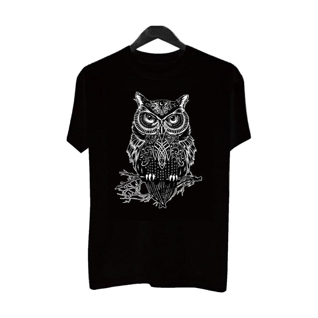 Mens Distro T-Shirt Mens T-Shirt Mens Owl T-Shirt Black Bfashion - BF051