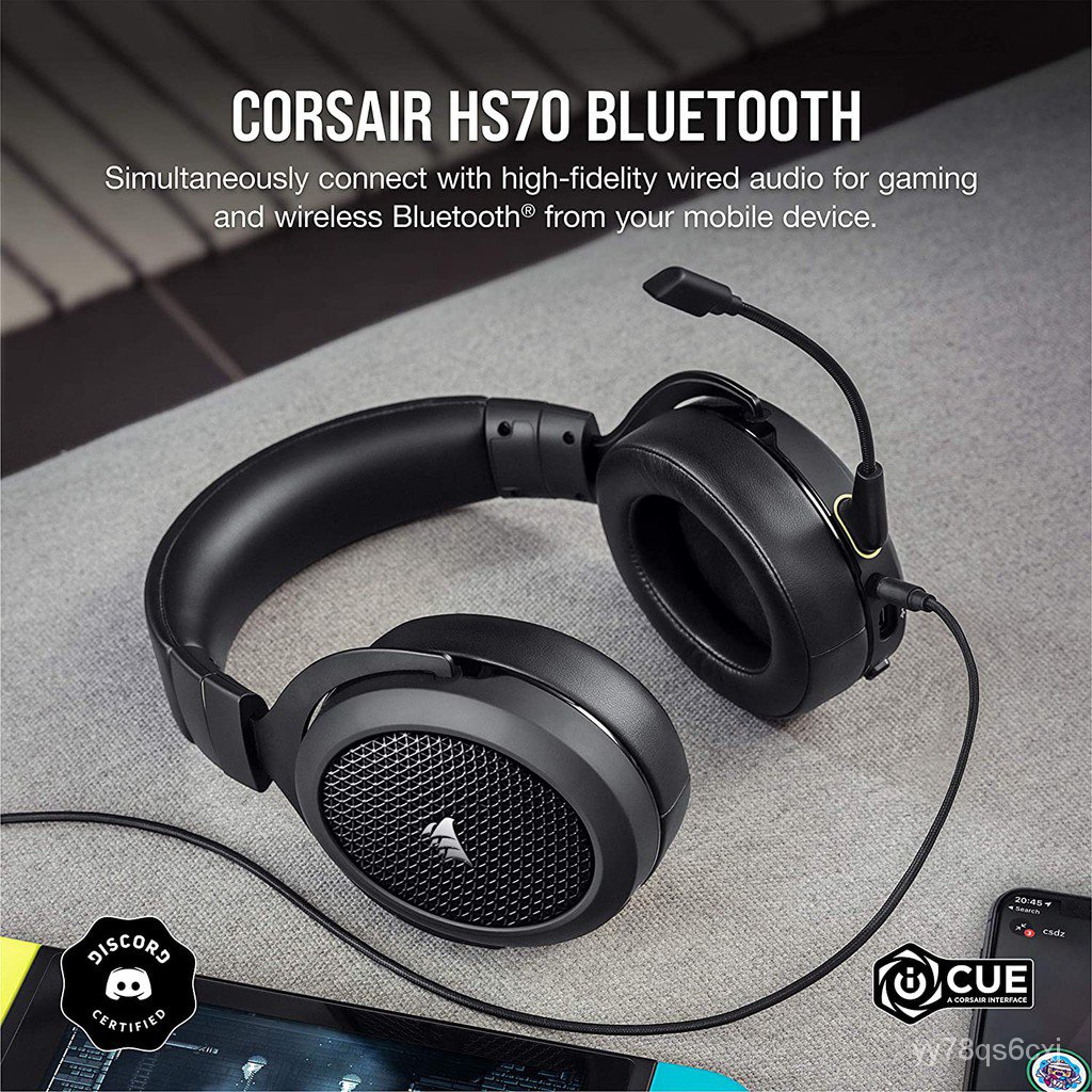 lJaY CORSAIR HS70 USB Wired Analog Gaming Headset with Bluetooth for ...