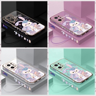 สำหรับ Realme C3 5 Pro 6 6s 6 Pro X7 X7 Pro 3 Pro ขอบตรง 90 ° Anime Rabbit Electroplating เคสโทรศัพท์