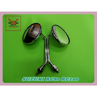 SUZUKI RC80 RC100 (8mm.) LH&amp;RH SIDE MIRROR SET "CHROME" // กระจกมองหลังย่อ SUZUKI RC80 RC100 ชุบโครเมี่ยม สินค้าคุณภาพดี