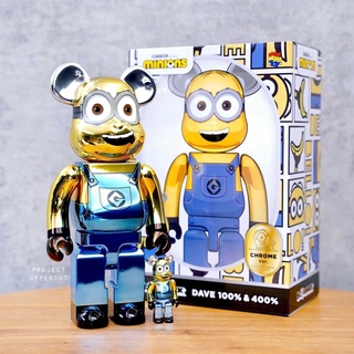 BE@RBRICK 400%+100% MINIONS : Dave - Chrome Ver. [New]