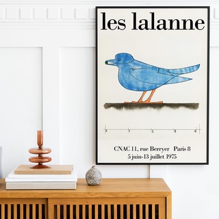 Les Lalanne 1975 โปสเตอร์ ลายนกสีฟ้า สไตล์วินเทจ สําหรับตกแต่งผนังบ้าน ห้องนั่งเล่น