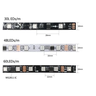 12V WS2811 30Leds/M RGB แอดเดรส 5050 Led Pixel Strip Light Full Color Ribbon เทปยืดหยุ่นสําหรับตกแต่งห้องนอน