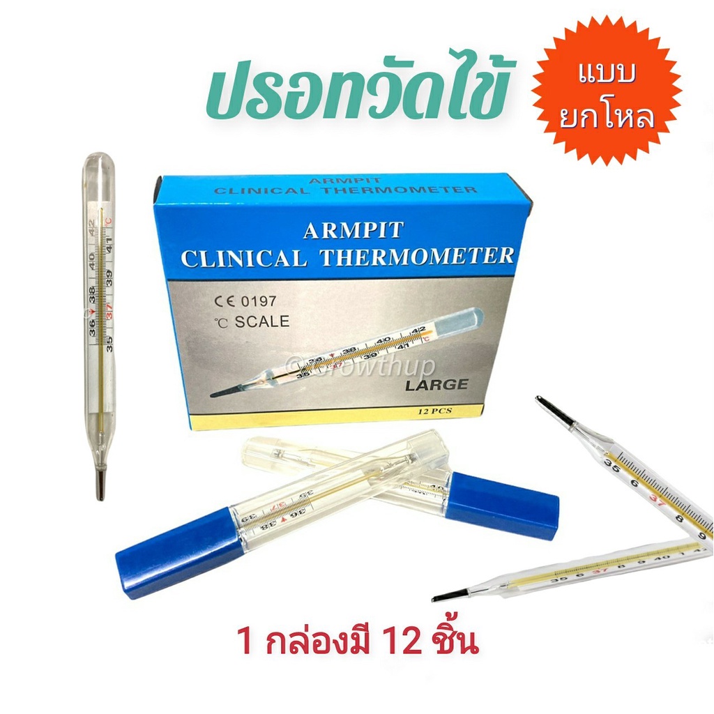 ปรอทแก้ว วัดไข้  Armpit clinical (Large) *แบบยกโหล  1กล่อง/12 ชิ้น