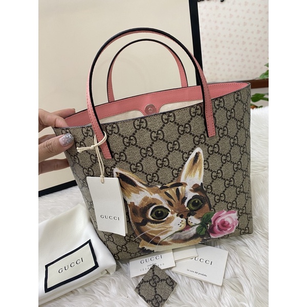 Gucci tote kids แมวคาบกุหลาบ