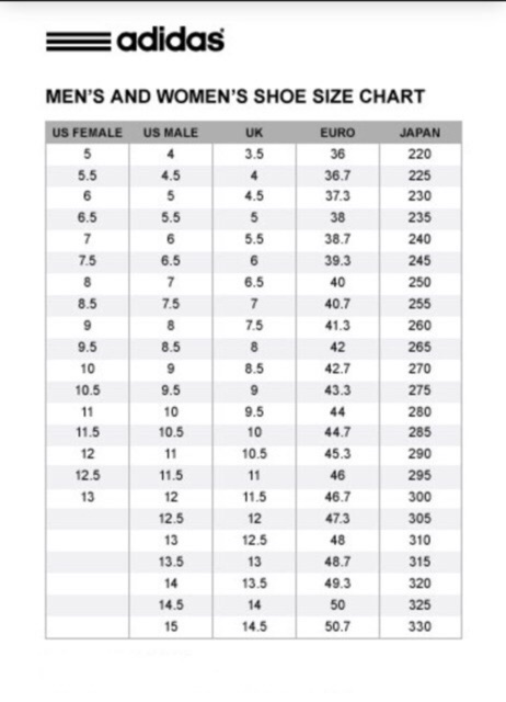 adidas uk womens size chart