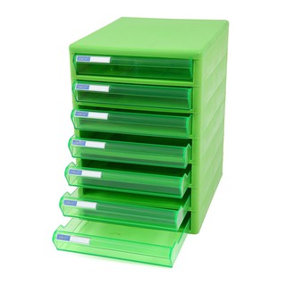 ตู้เอกสาร 7 ชั้น โครงเขียวลิ้นชักเขียวใส ออร์ก้า TCB-7/7-Drawer Cabinet with Green Frame, Clear Green Drawer ORCA TCB-7