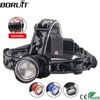 BORUiT RJ-2190 ไฟคาดศีรษะ LED XML T6 3 Mode Zoom Headlight Rechargeable (สีดำ)