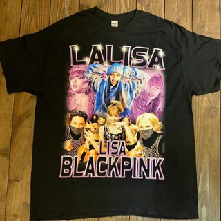 เสื้อยืดคอกลมเสื้อยืด Bootleg LISA BLACK PINK เสื้อสไตล์เกาหลีS-4XL