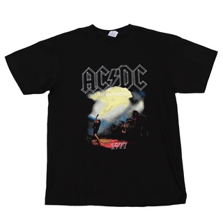 #เสื้อยืดคอกลม#เสื้อยืดแขนสั้น พิมพ์ลายวงร็อค ACDC สีดํา สไตล์เรโทร สําหรับผู้ชายS-4XL