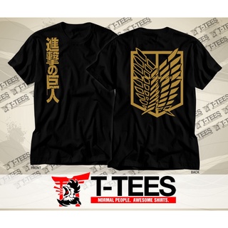 Tee เสื้อยืดสีขาว - เสื้อยืดอะนิเมะ - Shingeki No Kyojin / โจมตีไททัน (พิมพ์ด้านหน้าและด้านหลัง)