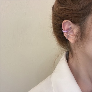 💗พร้อมส่งค่ะ💗Ear cuffเซ็ตต่างหูห่วงเกี่ยวหู2อันสีม่วงและเงิน #E0031