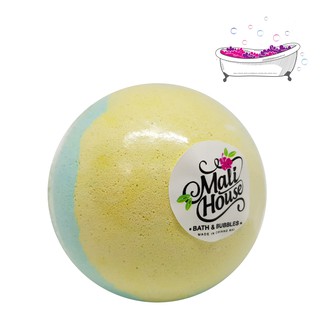 Mali House  Bath Bomb สบู่สปาสำหรับแช่ในอ่าง กลิ่นตะไคร้หอม Lemongrass,สีฟ้า 150g