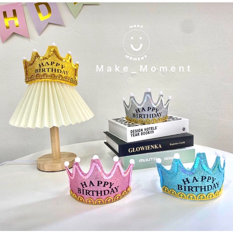 ส่งไว งานดีที่สุด มงกุฎมีไฟ มงกุฎวันเกิด happy birthday (สีสวยมีกริตเตอร์)