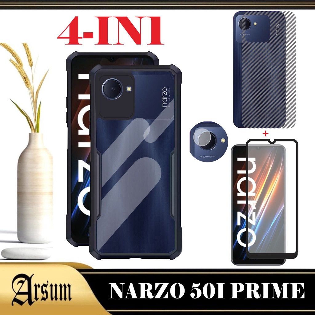 เคส REALME NARZO 50i PRIME เคส Softcase โปร่งใส REALME NARZO 50i PRIME 4IN1 แพ็คเกจ