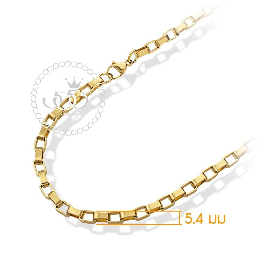 555jewelry สร้อยคอลาย Box Chain ดีไซน์ Unisex รุ่น MNC-C101 - สร้อยสแตนเลส สร้อยคอผู้ชาย สร้อยคอผู้ห