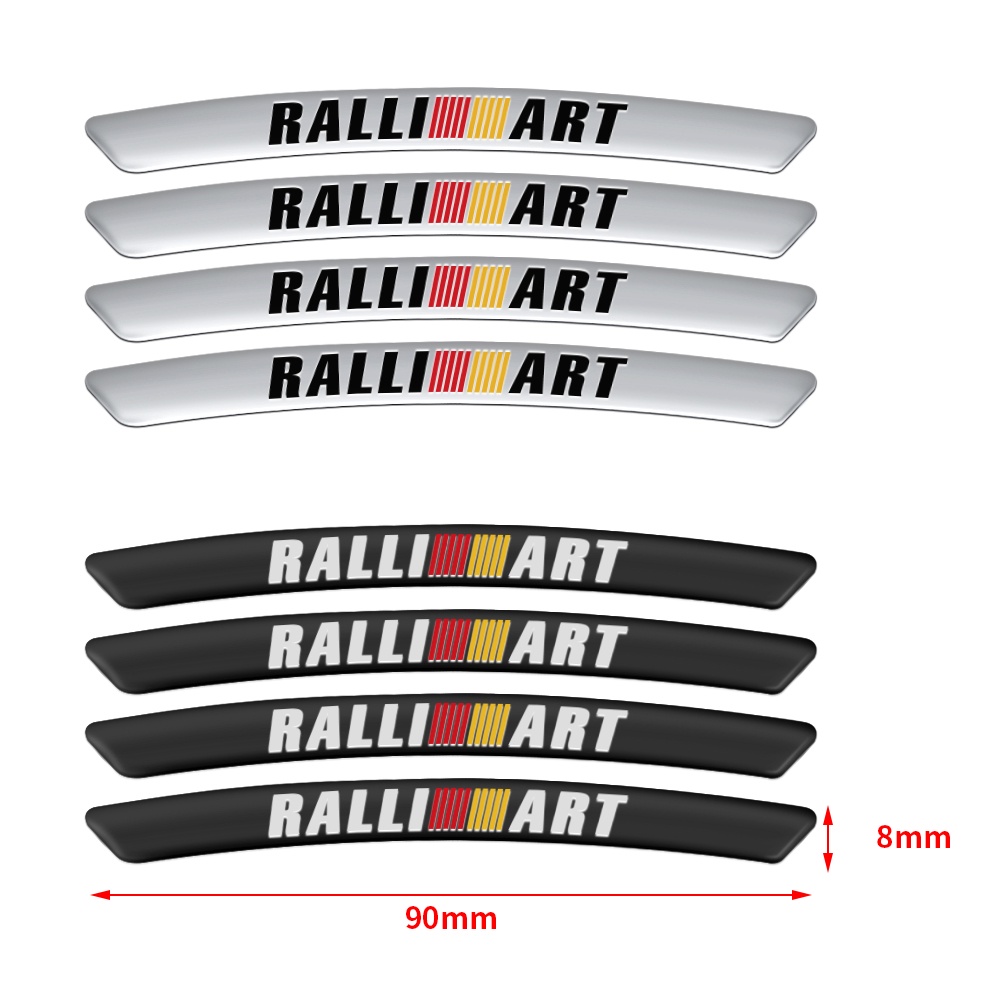 4 ชิ้น/เซ็ตขอบล้อรถสติกเกอร์รถแข่งสติกเกอร์สําหรับ Ralliart Mitsubishi Lancer Lancer EX Outlander ASX