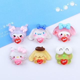 SANRIO อุปกรณ์ตกแต่งเล็บ เรซิน โปร่งแสง ลายการ์ตูน Kuromi Melody Pudding Dog Hello Kitty Cat 3D DIY สําหรับตกแต่งเล็บ 20 ชิ้น