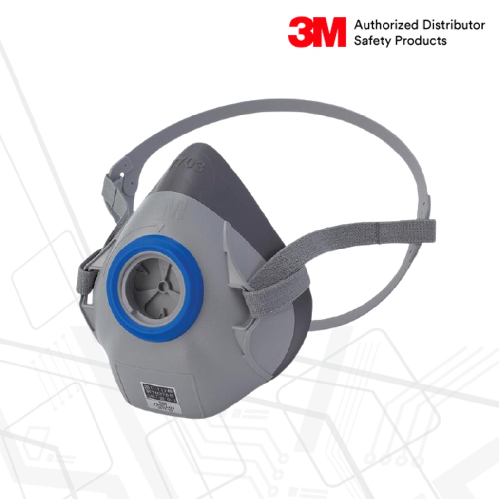 3M™ หน้ากากครึ่งหน้าชนิดไส้กรองเดี่ยว 3M รุ่น 7702K ขนาดกลาง วัสดุซิลิโคน